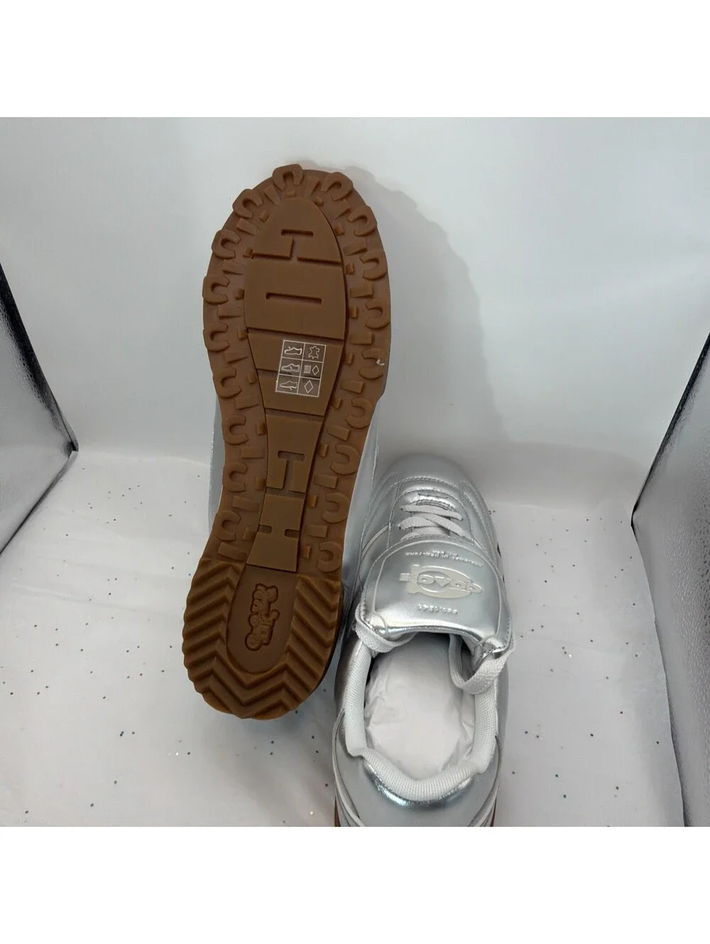 Coach Match Sneaker CC147 Silver Metallic Leather Women’s 11.5 D New